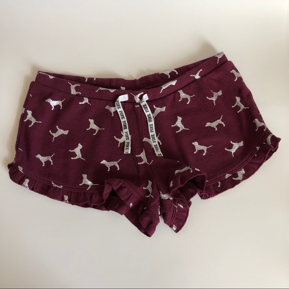 Maroon Victoria’s Secret PINK pajama shorts